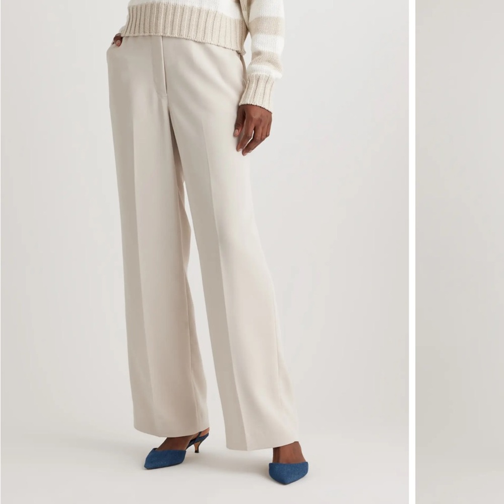 Quince Stretch Crepe Classic Trouser Pants Size 0 in Sand